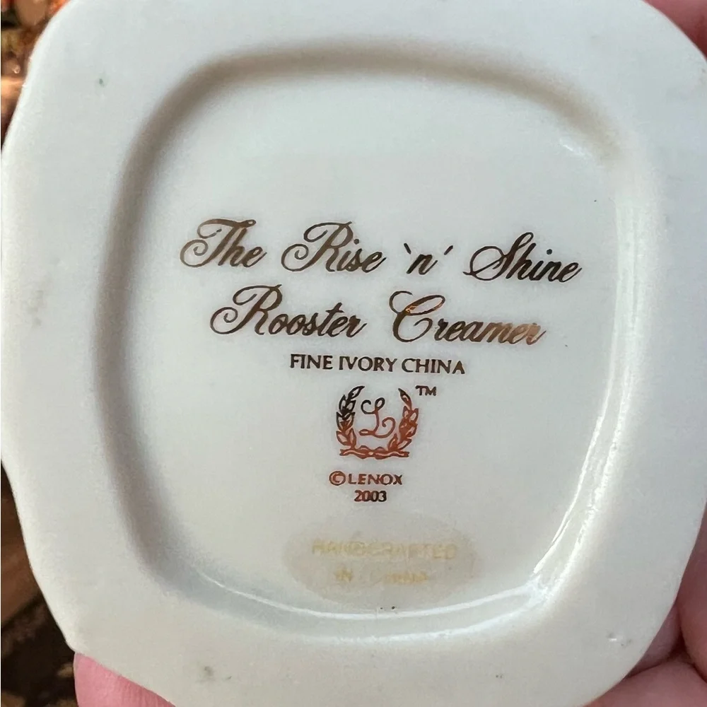 Lenox Rise ‘n’ Shine Rooster Creamer  Fine Ivory China 24K Gold Accents VTG